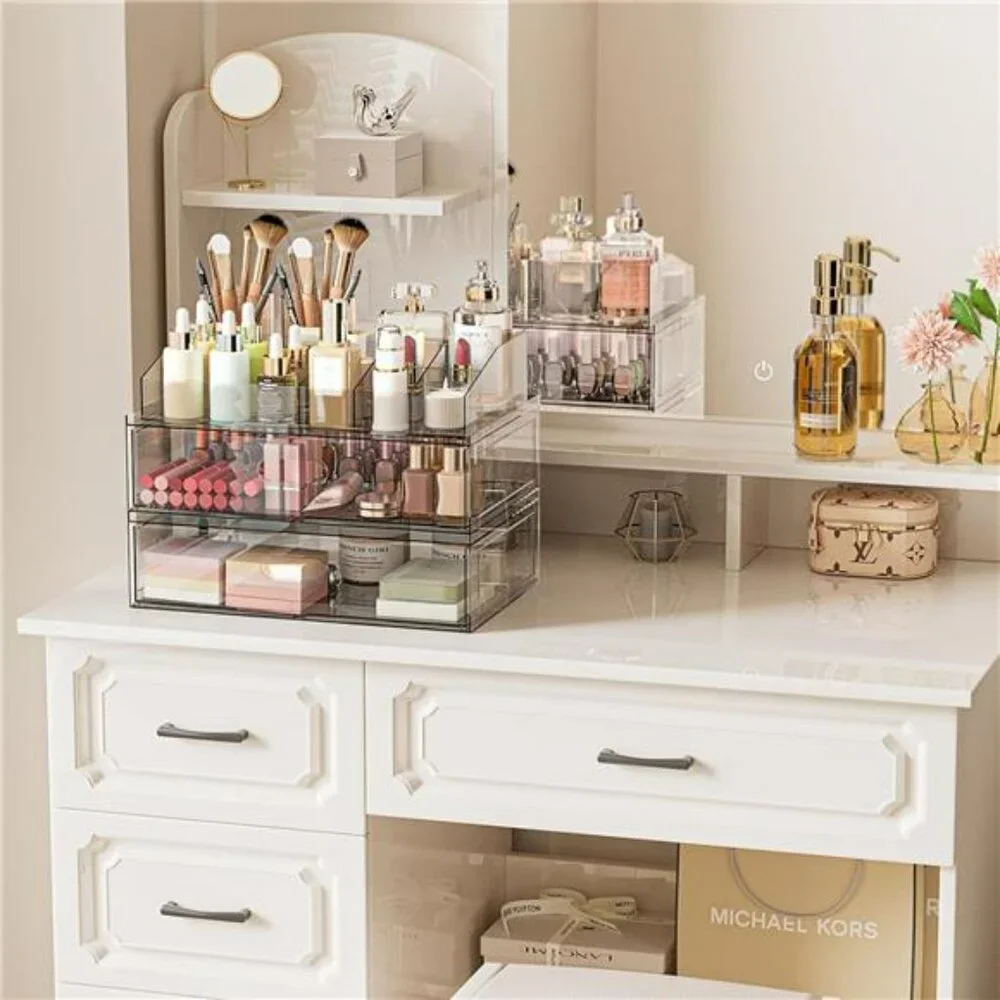 Clear Acrylic Makeup Organizer Stackable Storage Drawers for Vanity Bathroom Cou